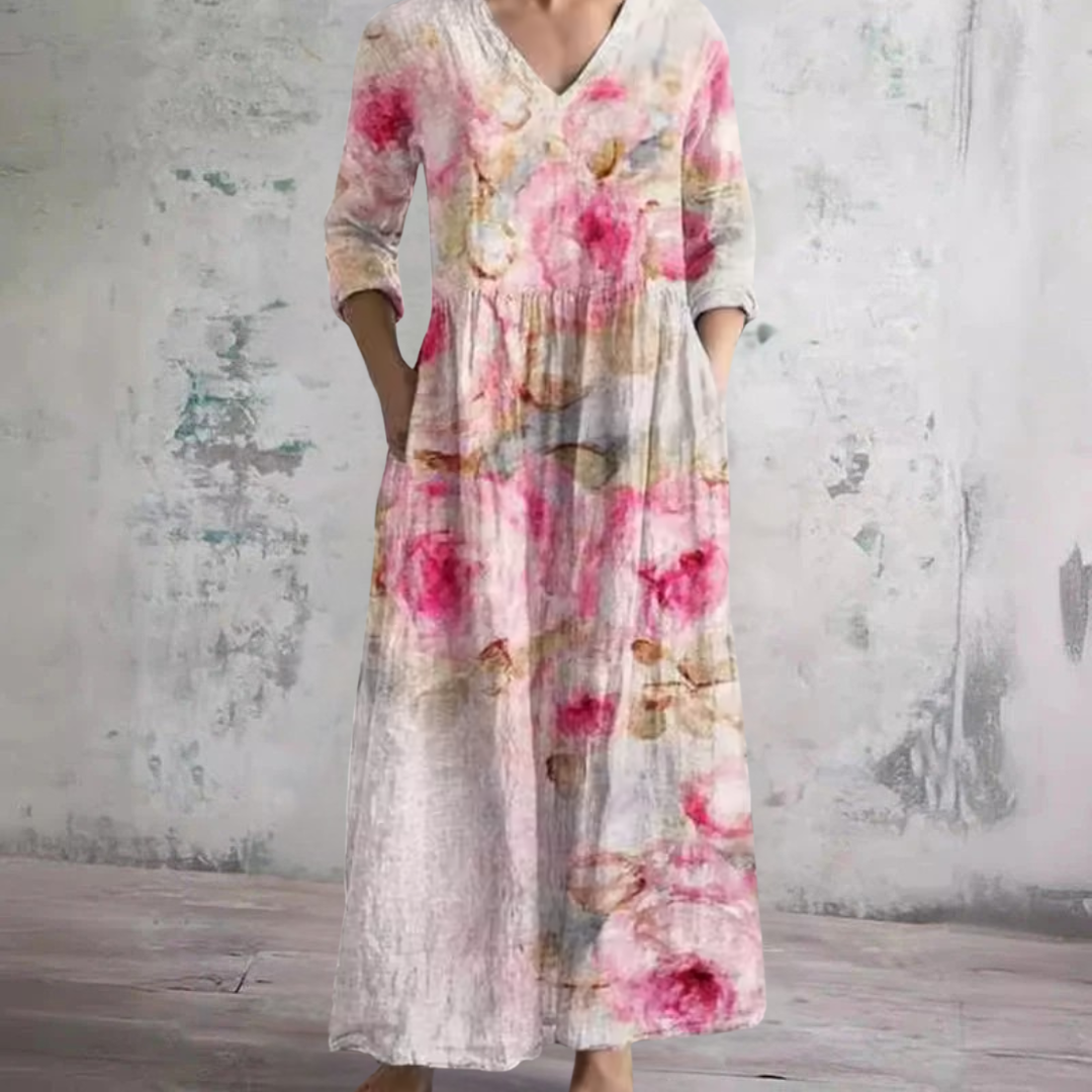 Bequeme Blumenmuster-Sommerkleid
