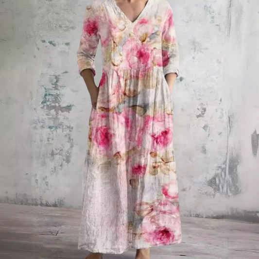 Bequeme Blumenmuster-Sommerkleid